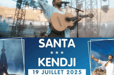 Sous une pluie d’applaudissements déchaînés, Kendji Girac et Santa électrisent les arènes de Nîmes pleines à craquer dans une nuit magique où la musique devient tempête, l’amour s’envole, et le public chavire d’émotion comme jamais auparavant – un moment historique gravé dans la légende des concerts français.
