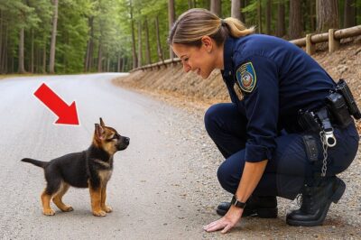 Un petit chiot berger allemand suit un policier à la recherche d’aide – ce qu’elle découvre la fait pleurer !